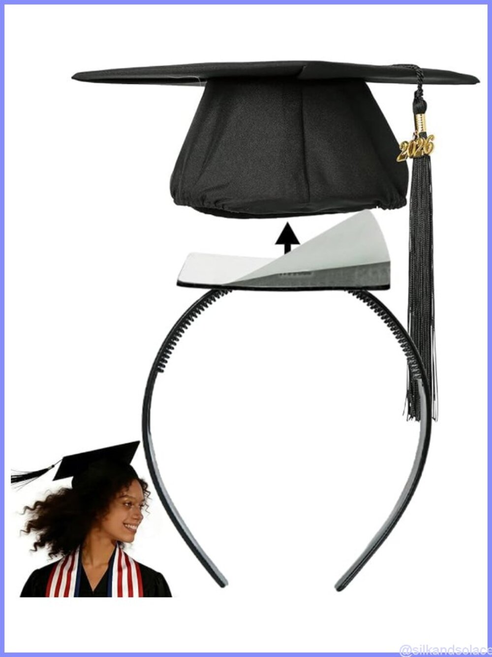 Graduation Cap Headband Insert Anti-Fall for Curly Hair